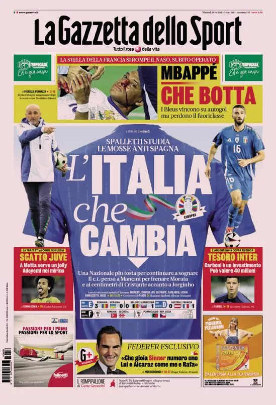 Prima-pagina-gazzetta-dello-sport-edizione-di-oggi-18-06-2024