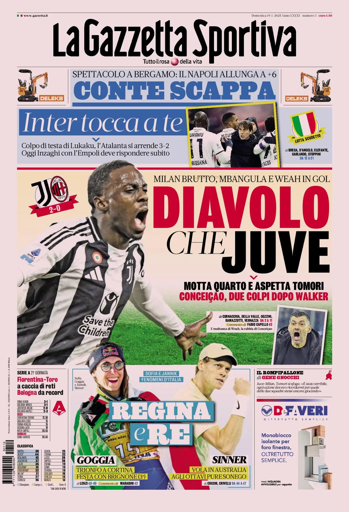 Prima-pagina-gazzetta-dello-sport-edizione-di-oggi-19-01-2025