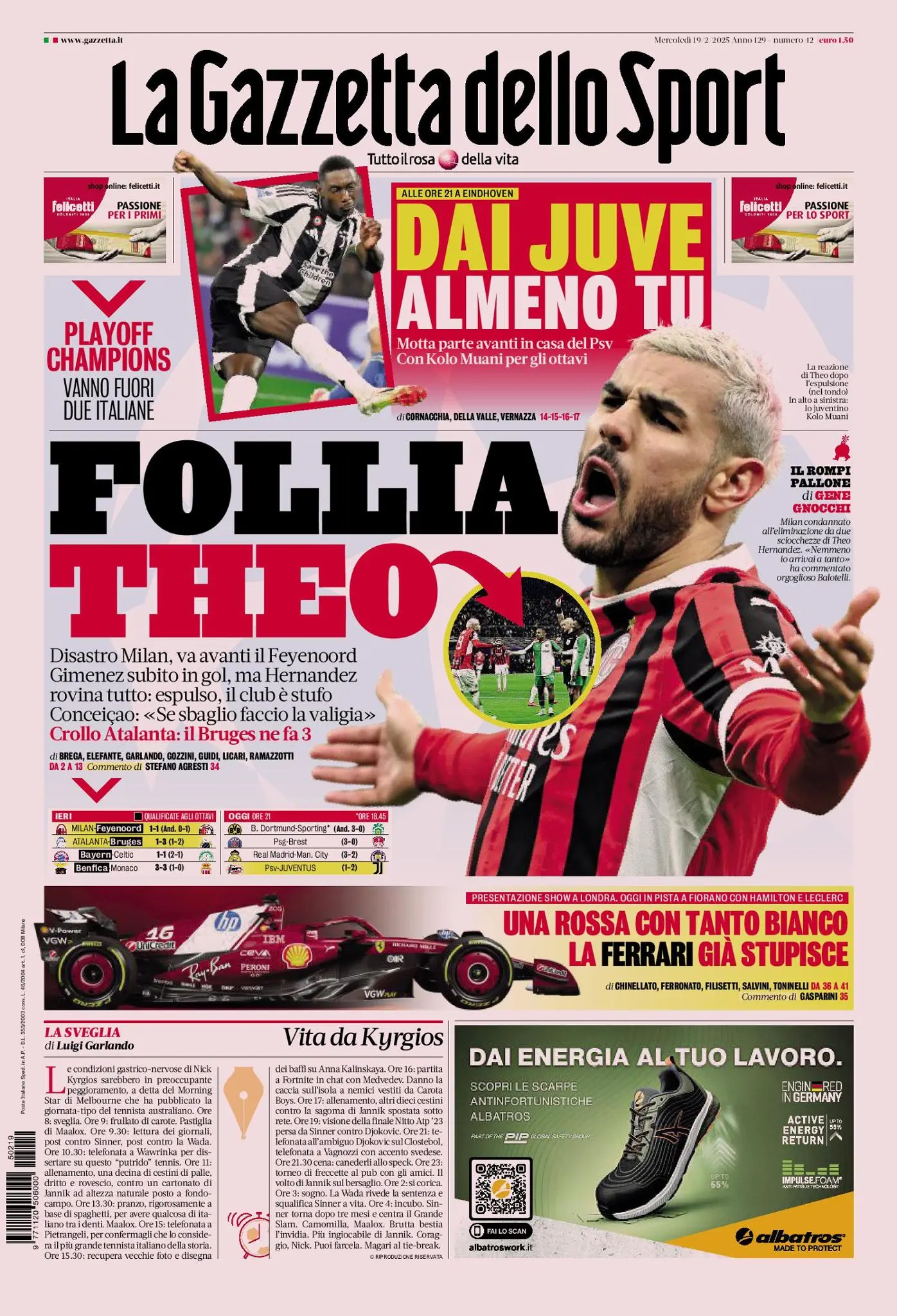 Prima-pagina-gazzetta-dello-sport-edizione-di-oggi-19-02-2025