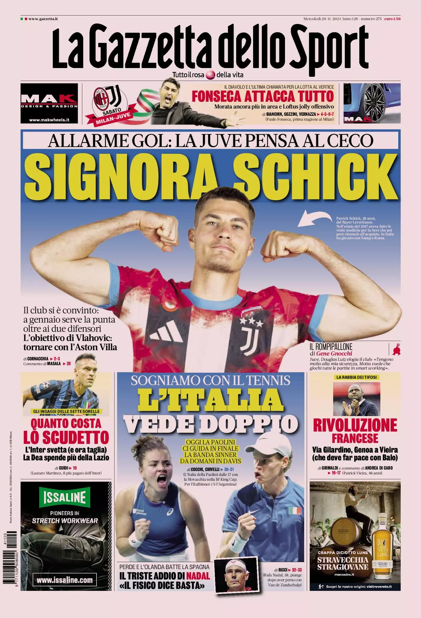 Prima-pagina-gazzetta-dello-sport-edizione-di-oggi-20-11-2024