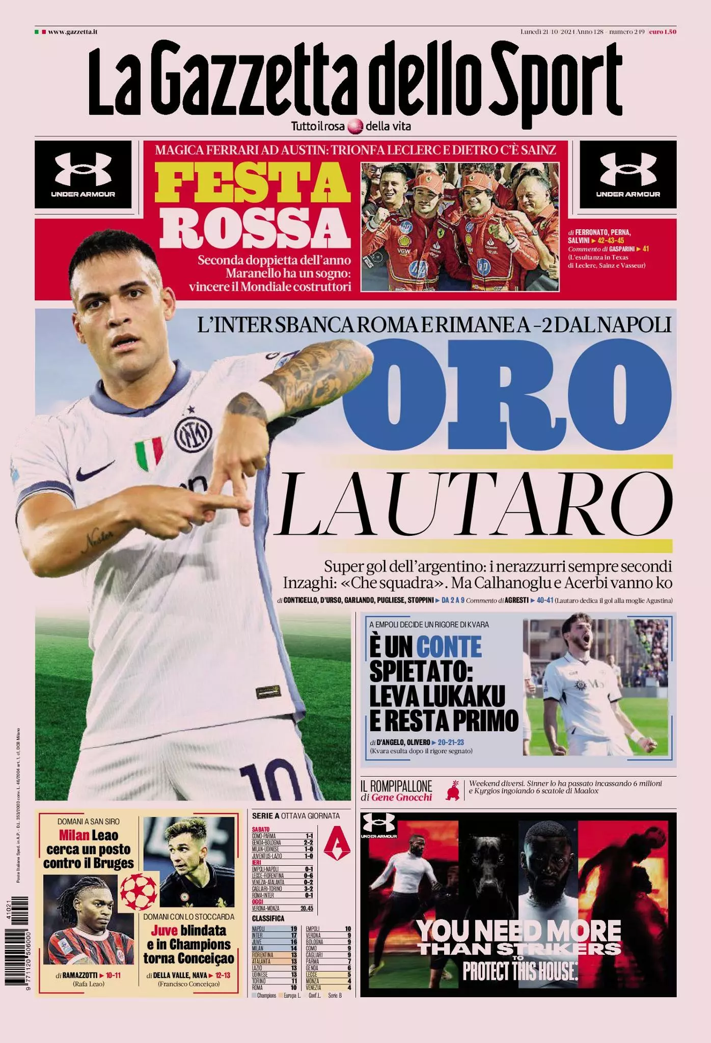 Prima-pagina-gazzetta-dello-sport-edizione-di-oggi-21-10-2024