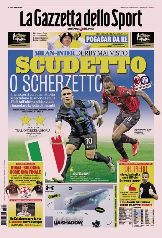 Prima-pagina-gazzetta-dello-sport-edizione-di-oggi-22-04-2024