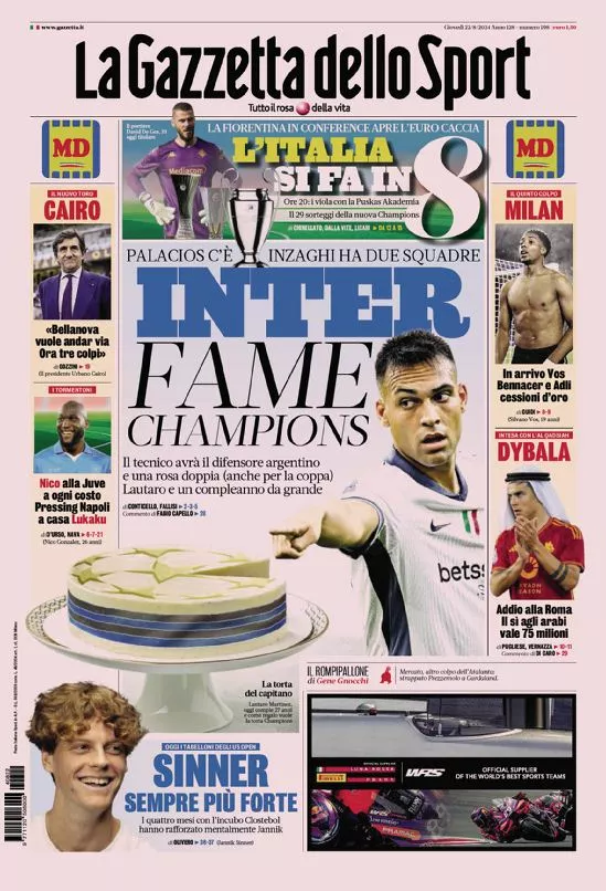 Prima-pagina-gazzetta-dello-sport-edizione-di-oggi-22-08-2024