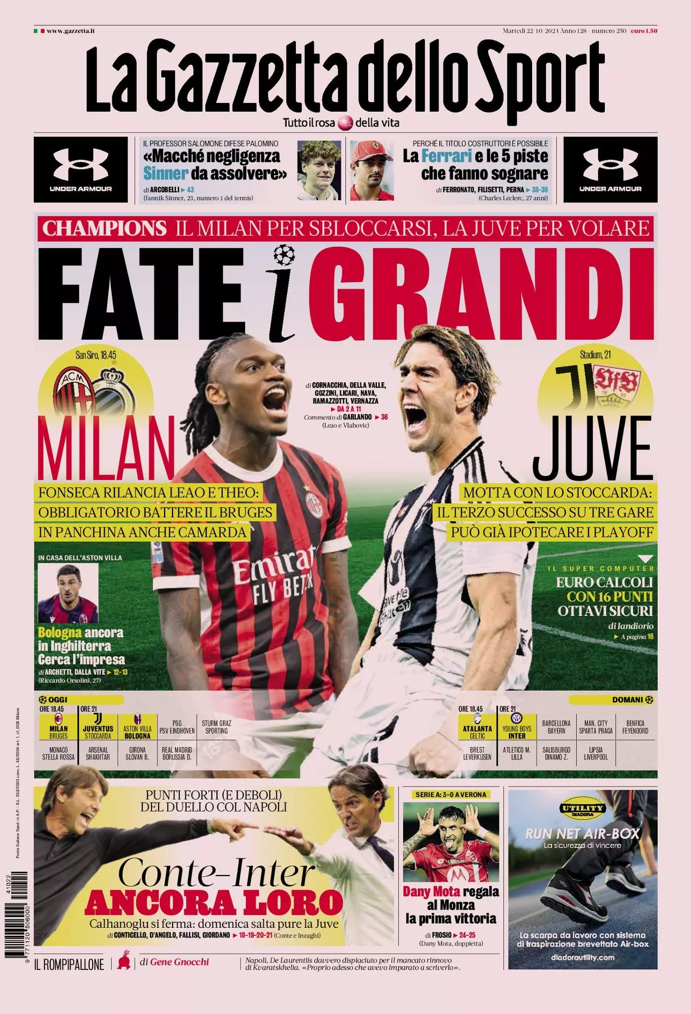 Prima-pagina-gazzetta-dello-sport-edizione-di-oggi-22-10-2024