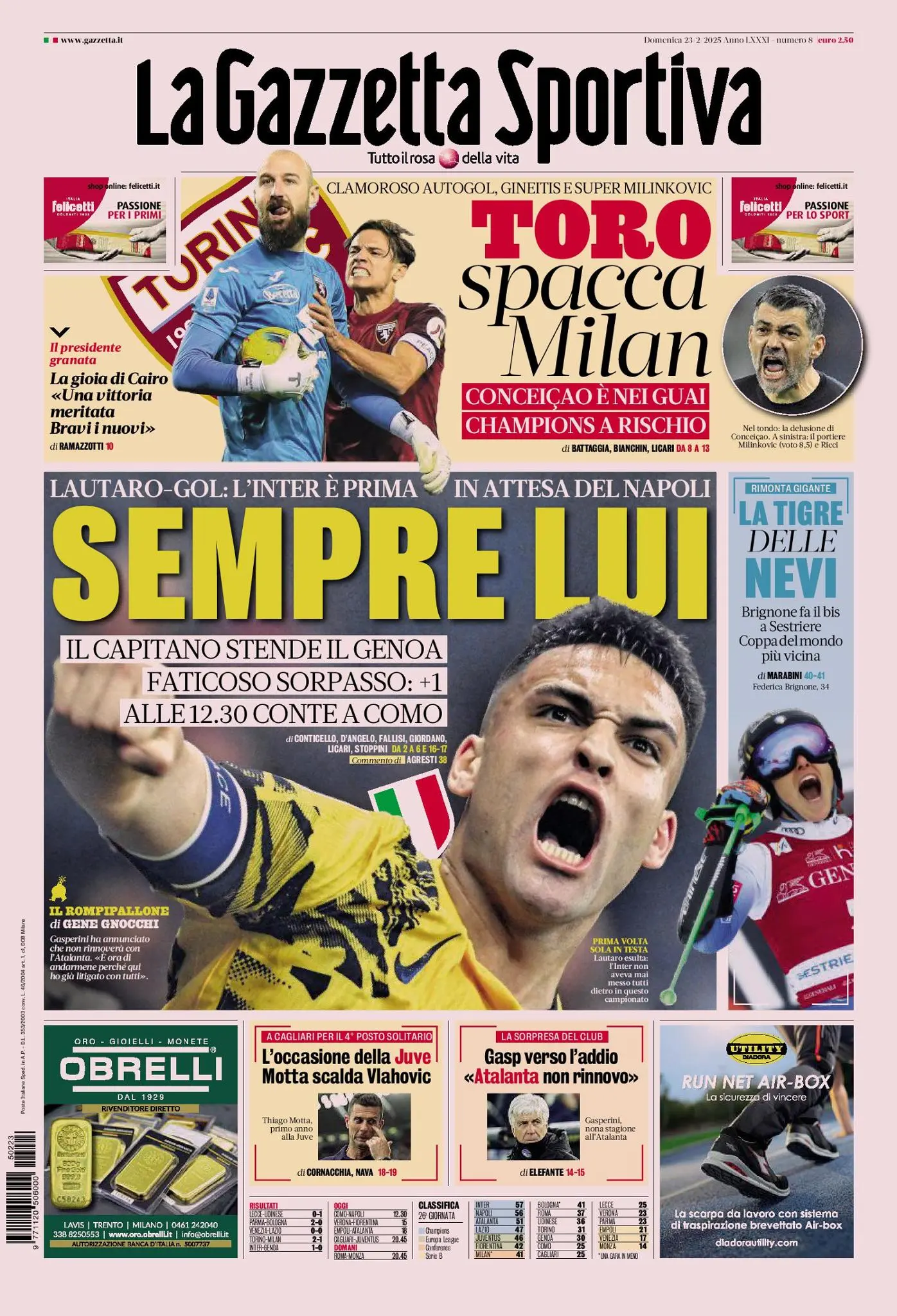 Prima-pagina-gazzetta-dello-sport-edizione-di-oggi-23-02-2025