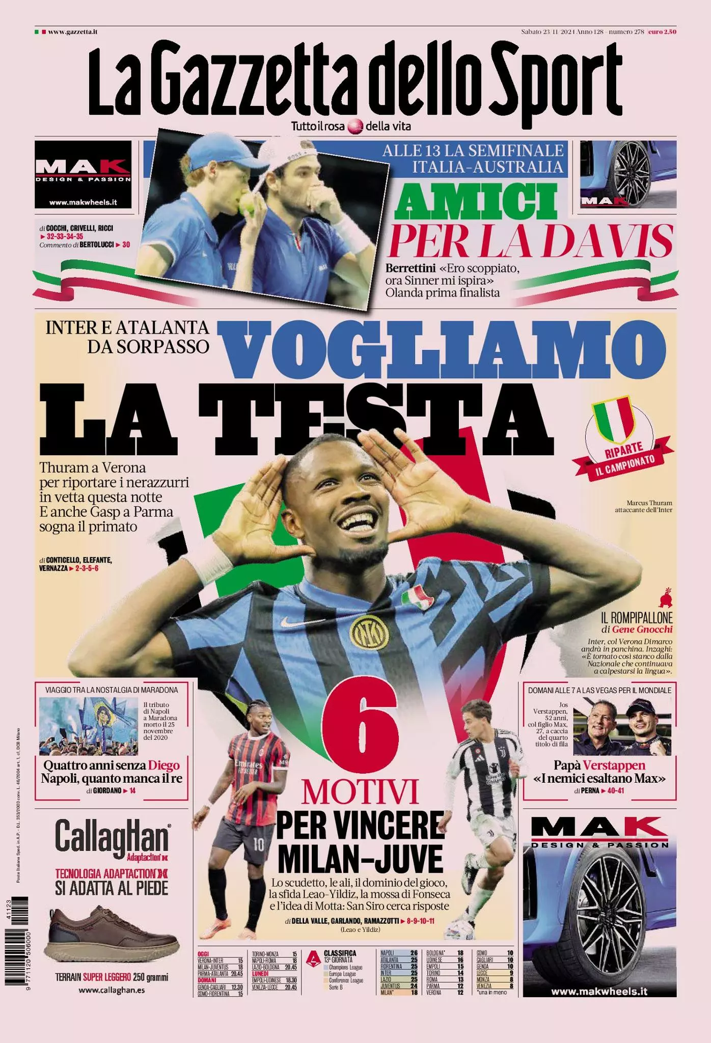 Prima-pagina-gazzetta-dello-sport-edizione-di-oggi-23-11-2024