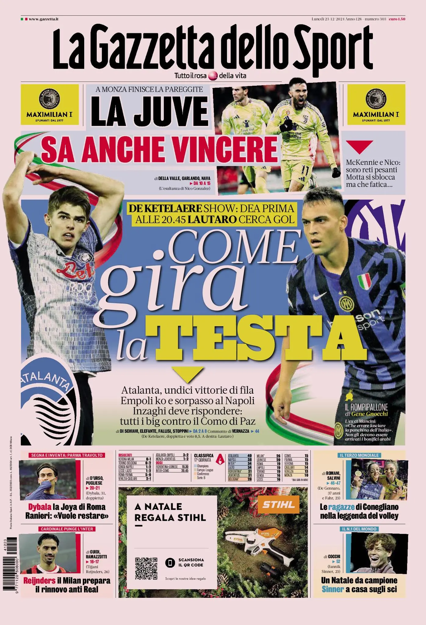 Prima-pagina-gazzetta-dello-sport-edizione-di-oggi-23-12-2024