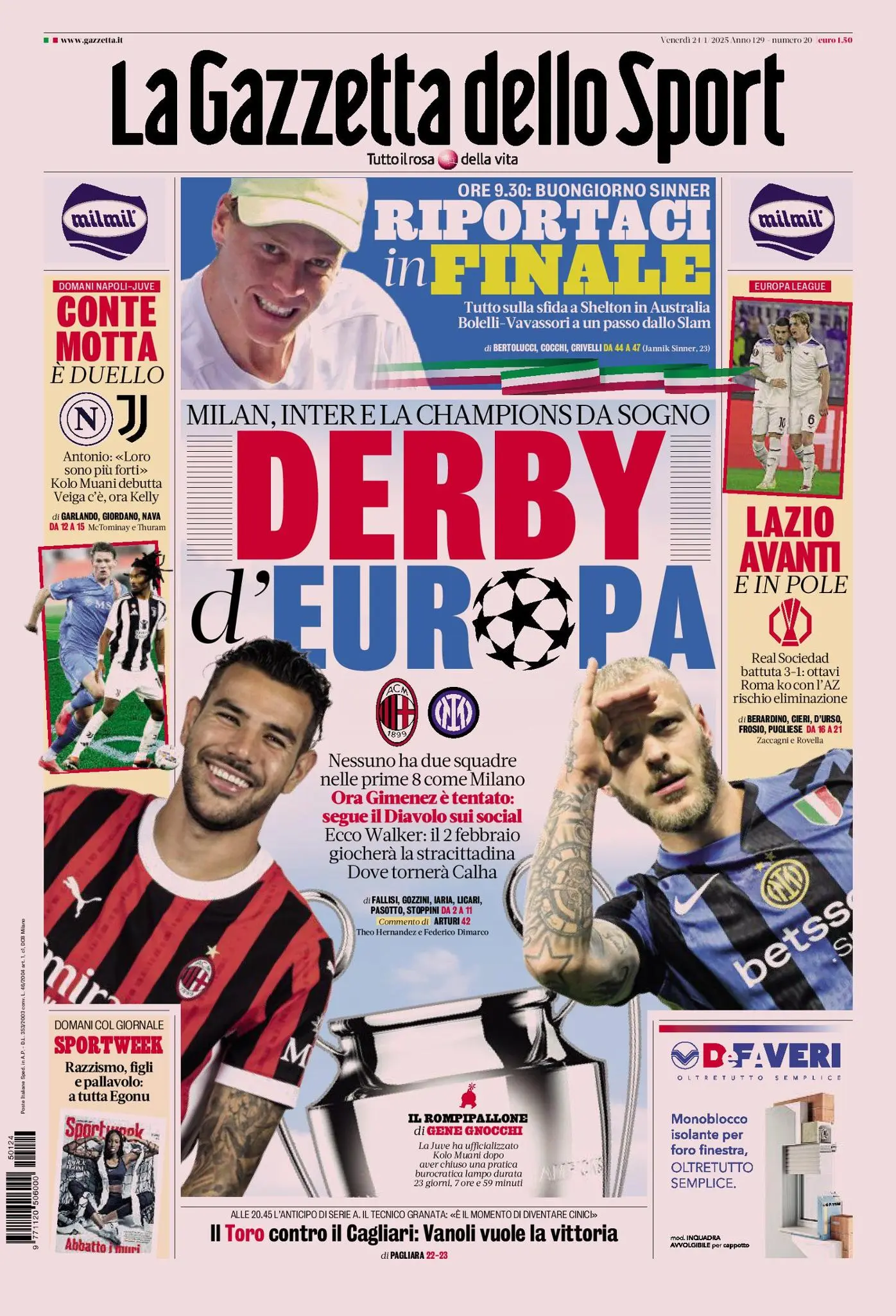 Prima-pagina-gazzetta-dello-sport-edizione-di-oggi-24-01-2025