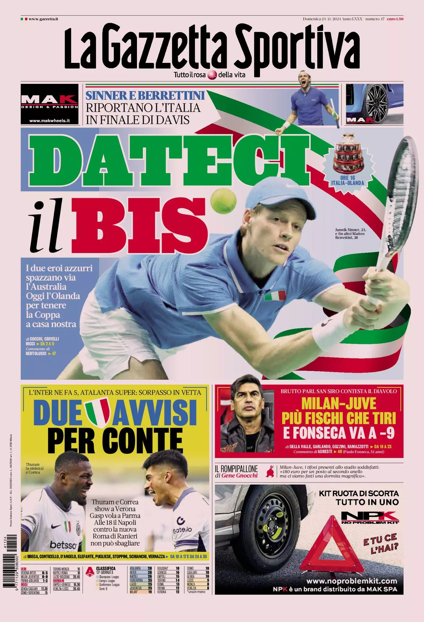 Prima-pagina-gazzetta-dello-sport-edizione-di-oggi-24-11-2024