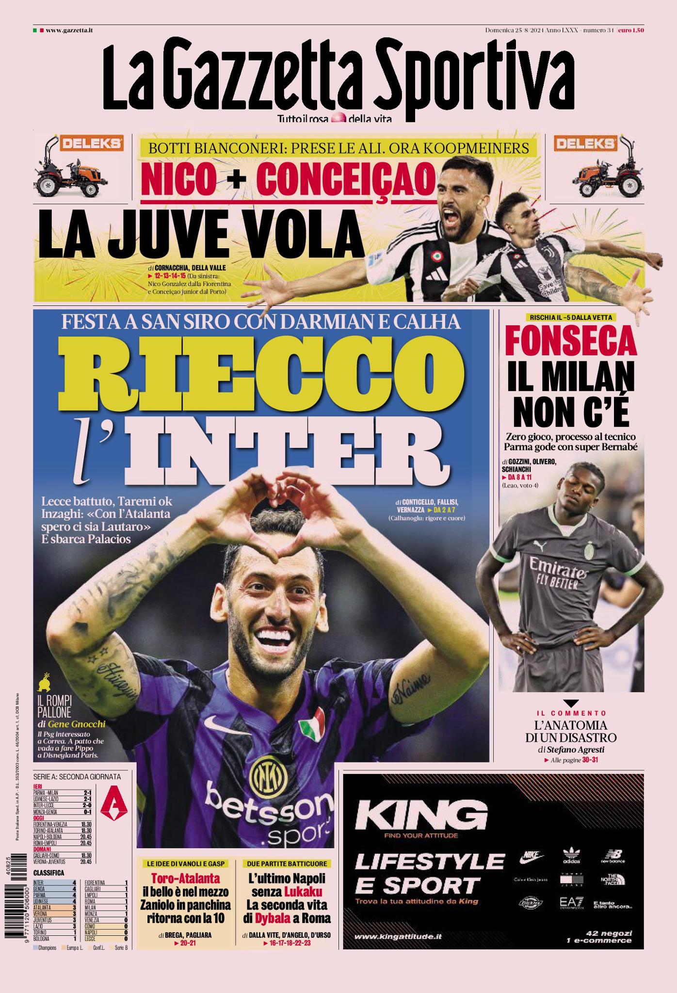 Prima-pagina-gazzetta-dello-sport-edizione-di-oggi-25-08-2024