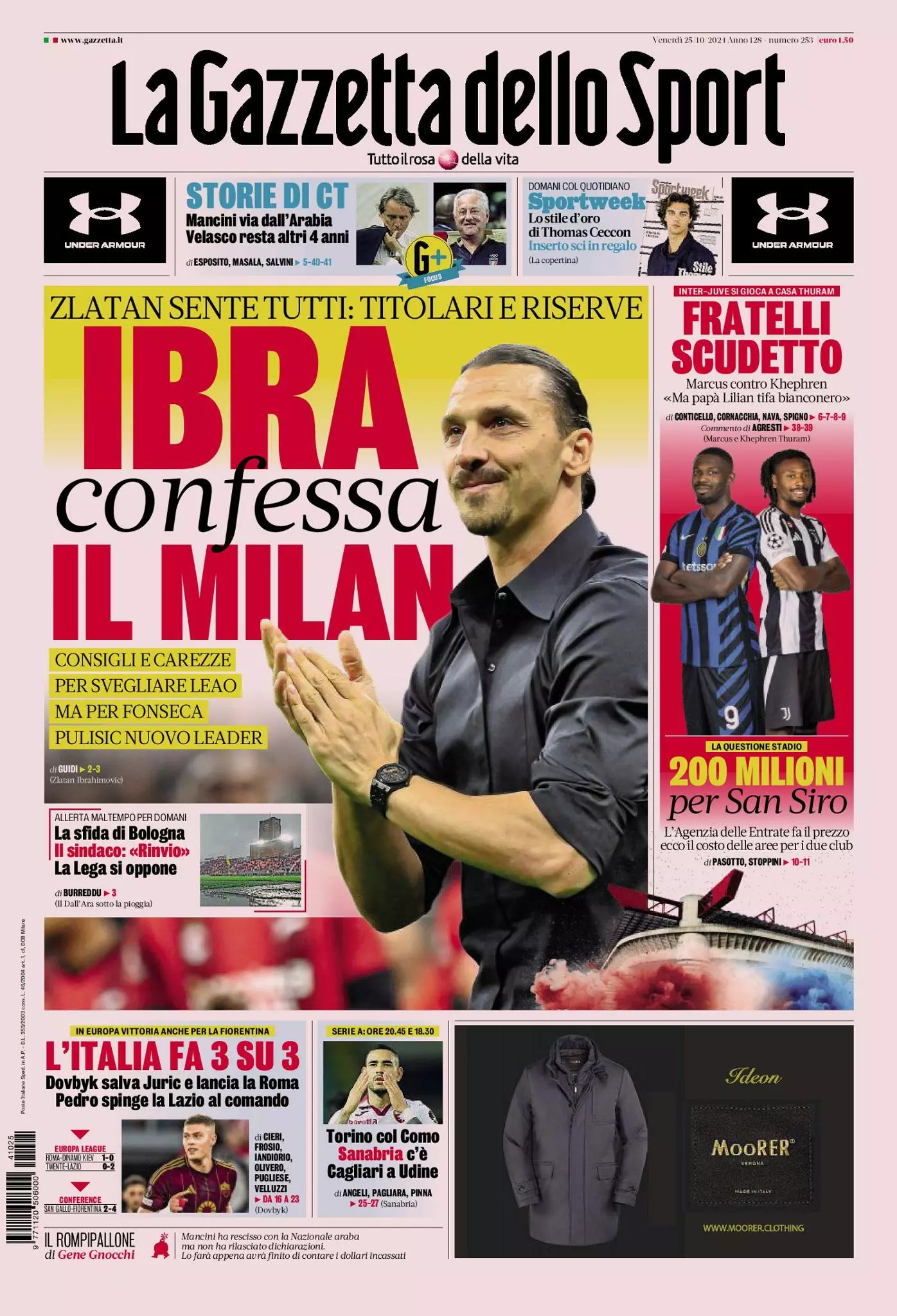 Prima-pagina-gazzetta-dello-sport-edizione-di-oggi-25-10-2024