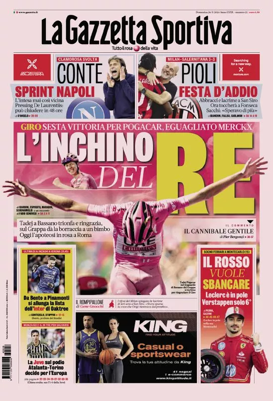 Prima-pagina-gazzetta-dello-sport-edizione-di-oggi-26-05-2024