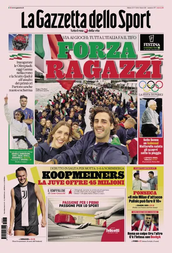 Prima-pagina-gazzetta-dello-sport-edizione-di-oggi-27-07-2024