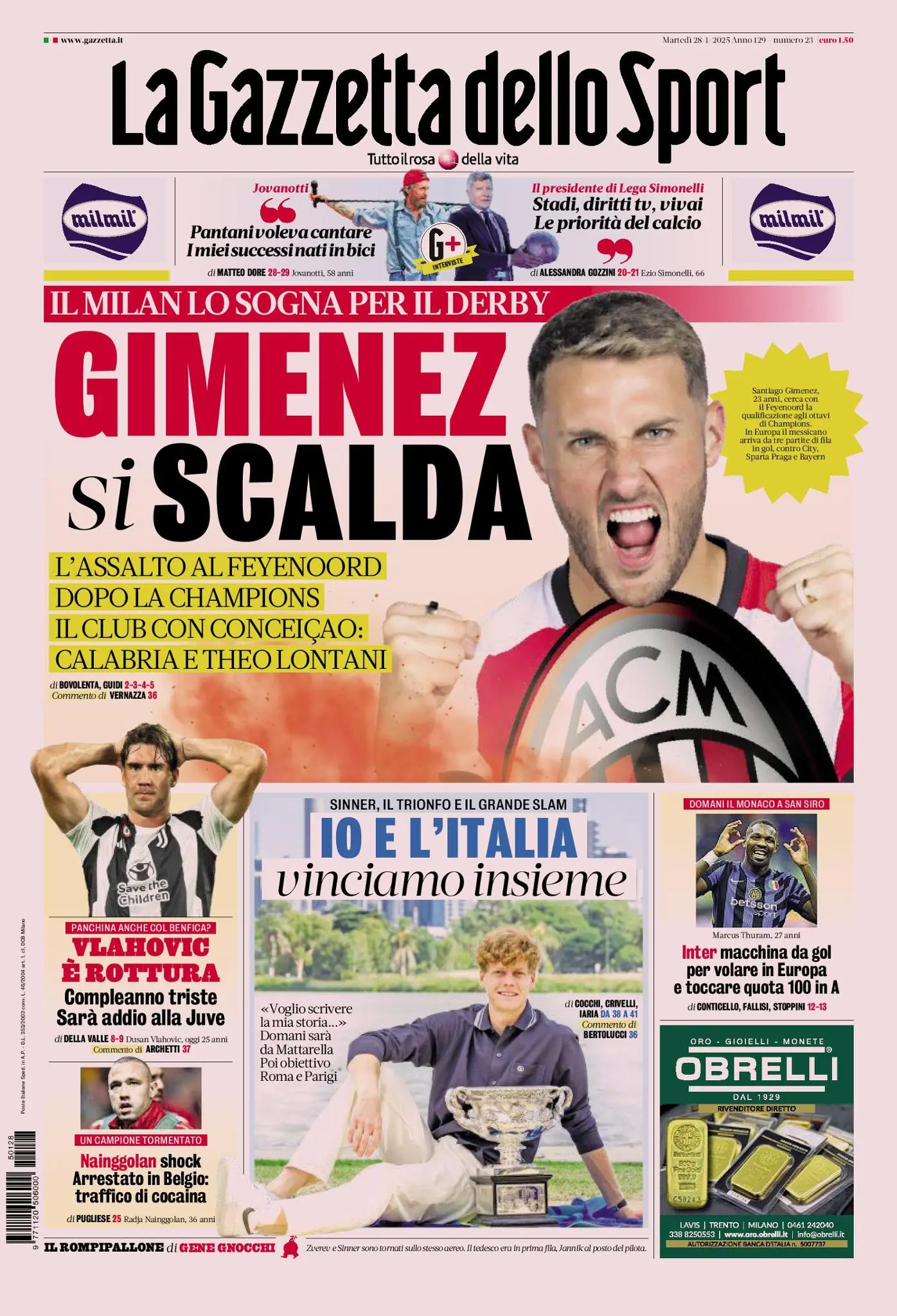 Prima-pagina-gazzetta-dello-sport-edizione-di-oggi-28-01-2025