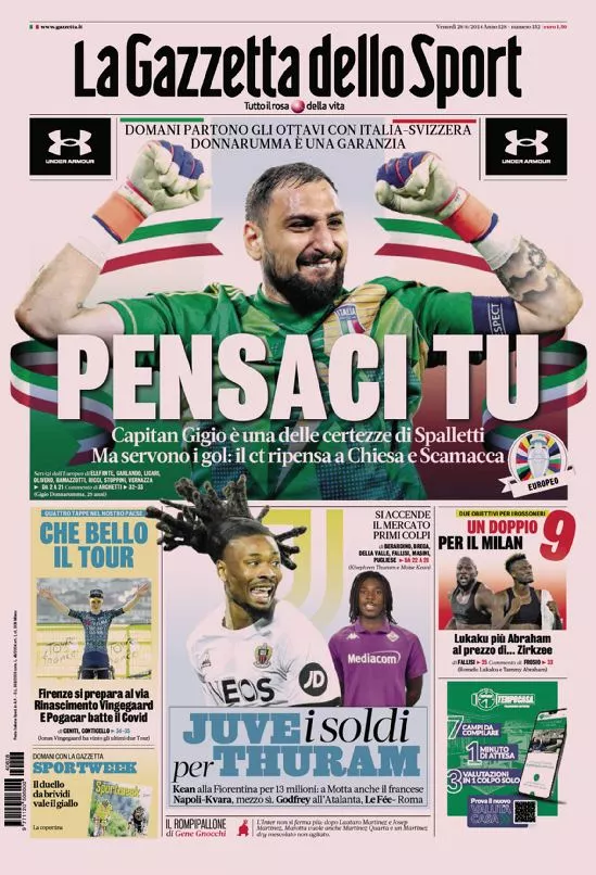 Prima-pagina-gazzetta-dello-sport-edizione-di-oggi-28-06-2024