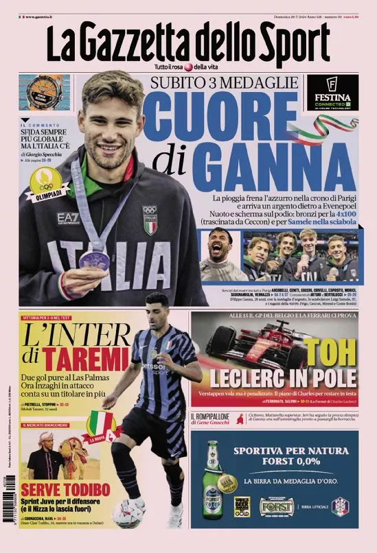 Prima-pagina-gazzetta-dello-sport-edizione-di-oggi-28-07-2024