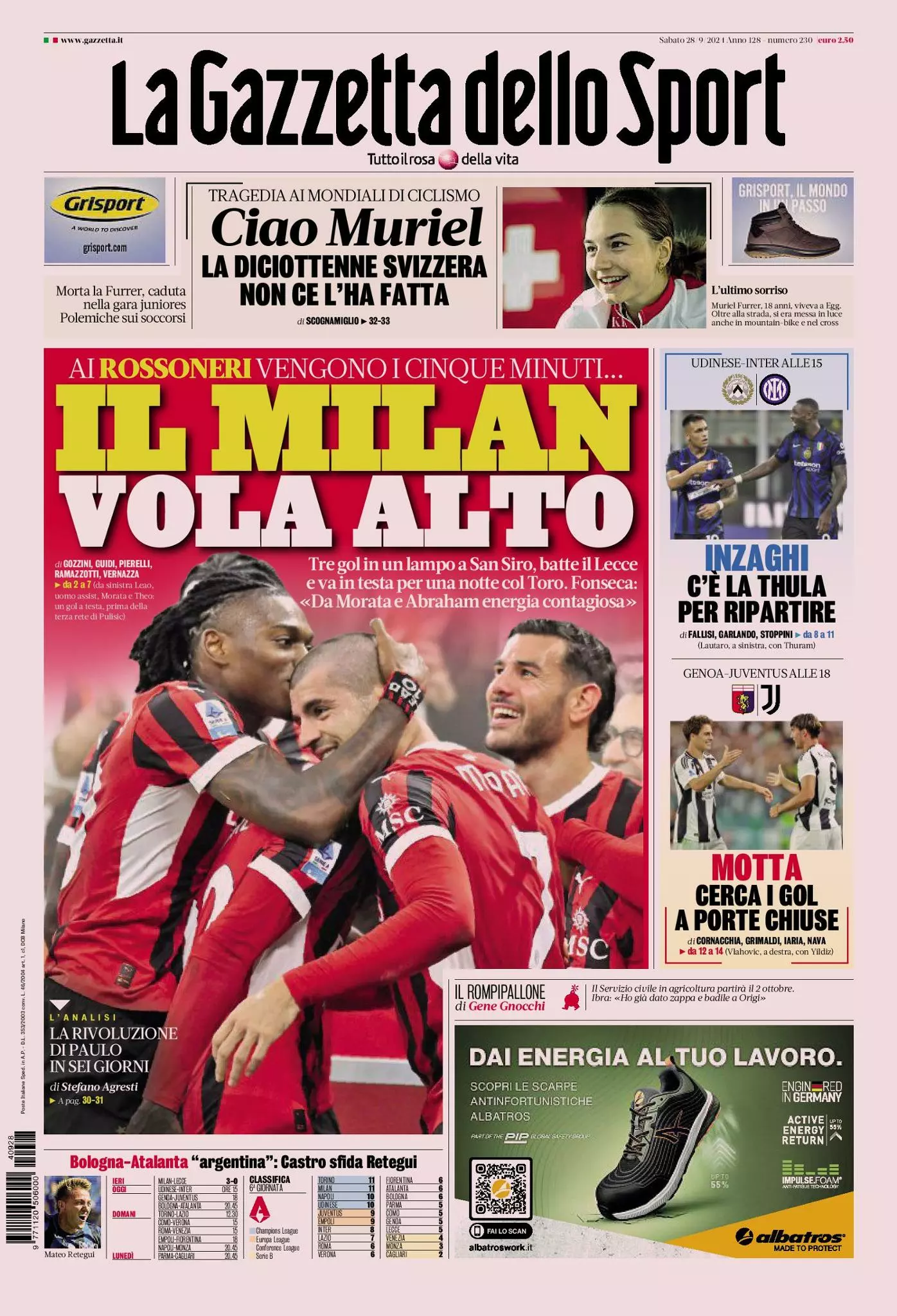 Prima-pagina-gazzetta-dello-sport-edizione-di-oggi-28-09-2024