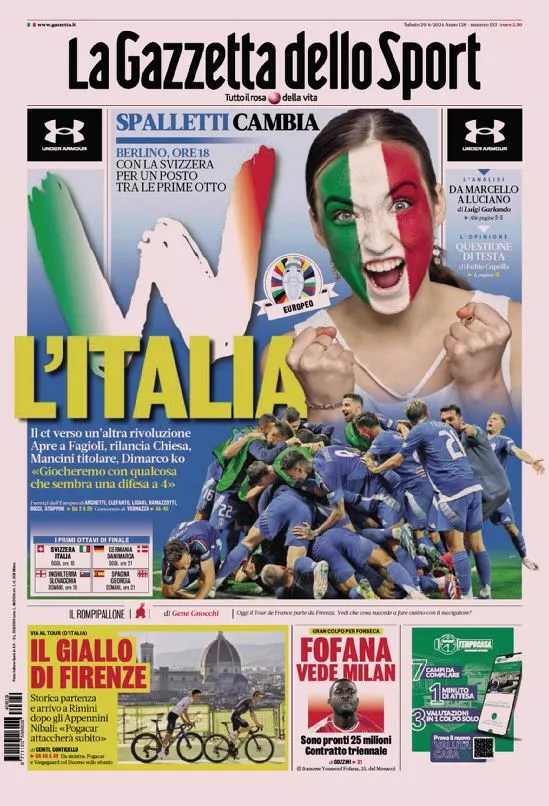 Prima-pagina-gazzetta-dello-sport-edizione-di-oggi-29-06-2024