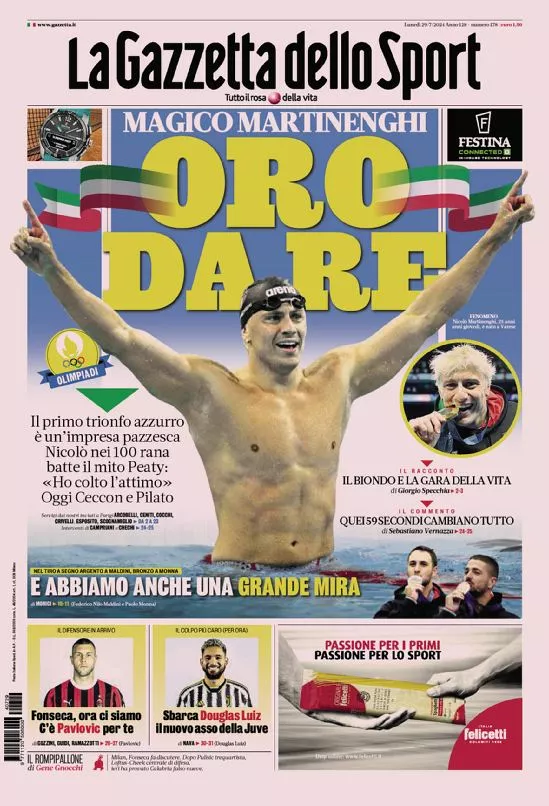 Prima-pagina-gazzetta-dello-sport-edizione-di-oggi-29-07-2024