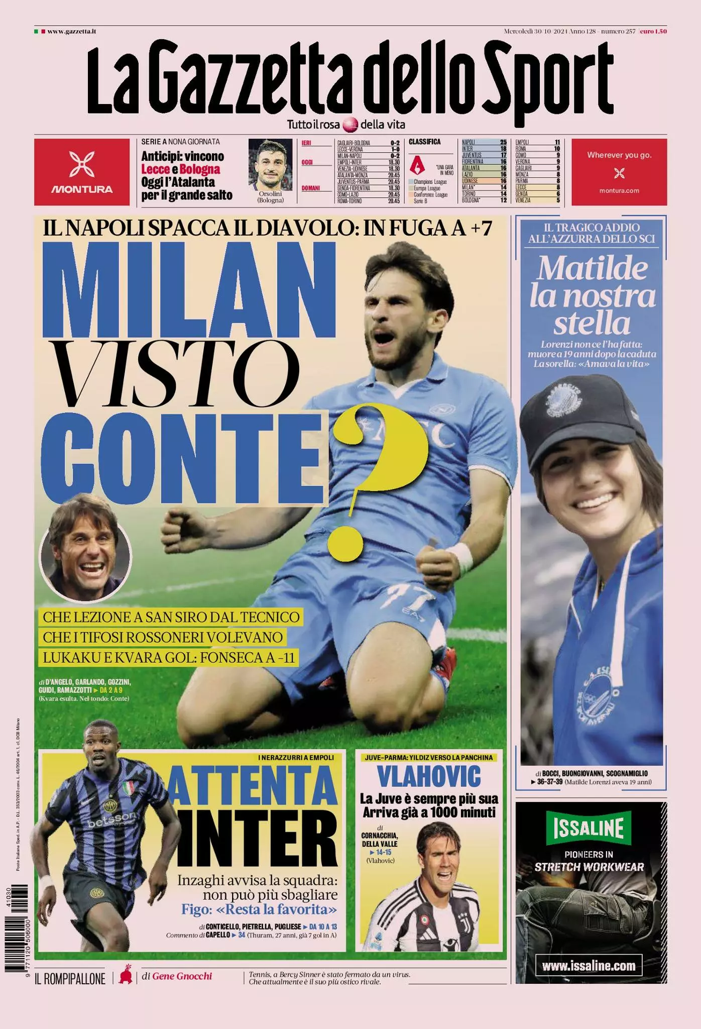 Prima-pagina-gazzetta-dello-sport-edizione-di-oggi-30-10-2024