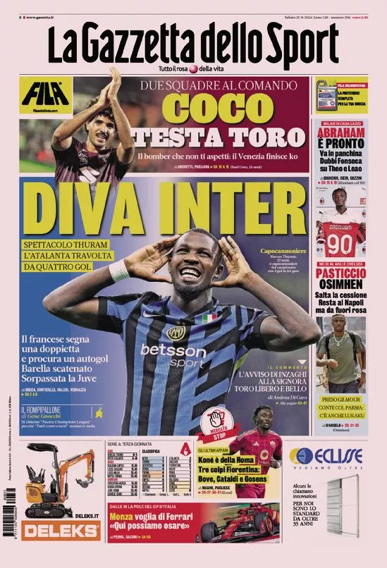 Prima-pagina-gazzetta-dello-sport-edizione-di-oggi-31-08-2024