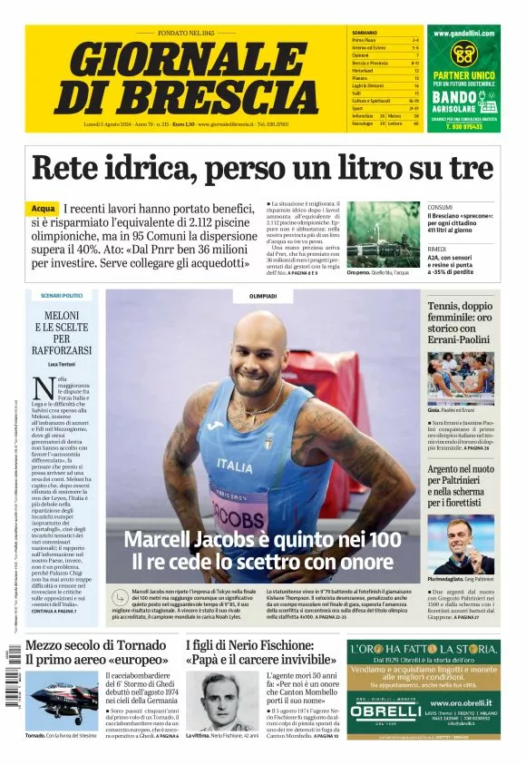 Prima-pagina-giornale di brescia-oggi-edizione-del-2024-08-05