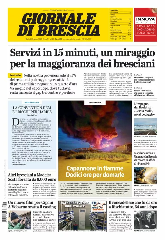 Prima-pagina-giornale di brescia-oggi-edizione-del-2024-08-20