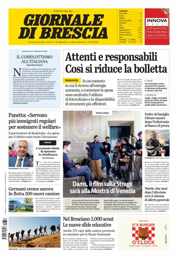 Prima-pagina-giornale di brescia-oggi-edizione-del-2024-08-22