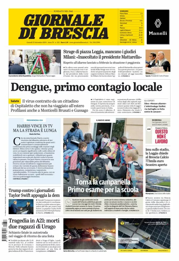 Prima-pagina-giornale di brescia-oggi-edizione-del-2024-09-12