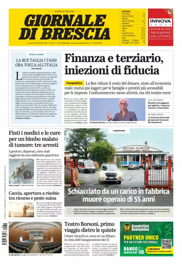 Prima-pagina-giornale di brescia-oggi-edizione-del-2024-09-13