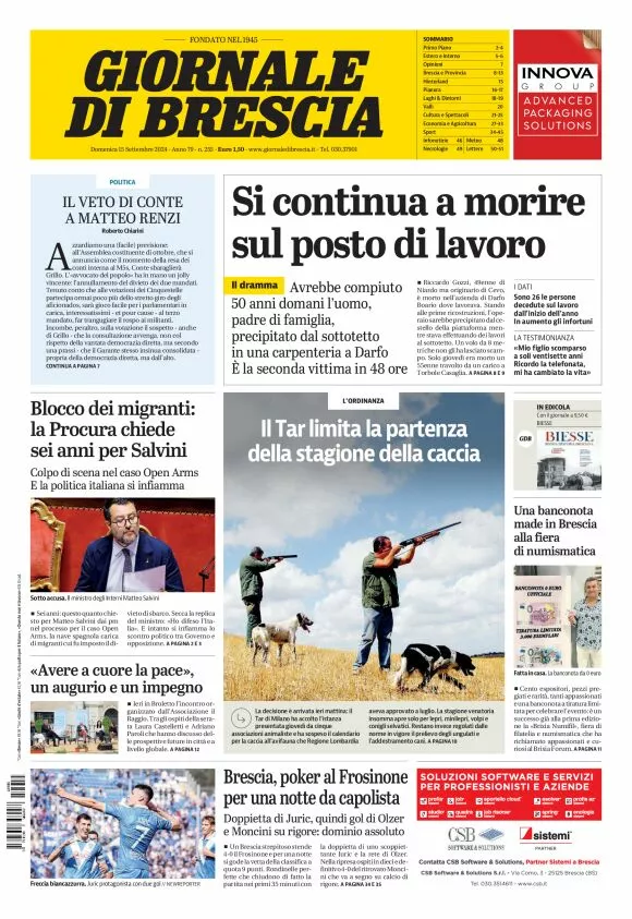 Prima-pagina-giornale di brescia-oggi-edizione-del-2024-09-15