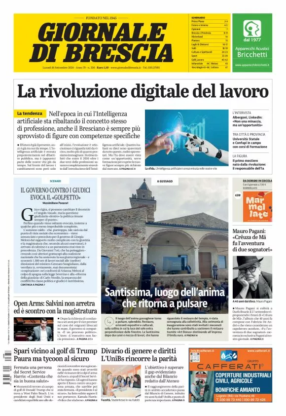 Prima-pagina-giornale di brescia-oggi-edizione-del-2024-09-16