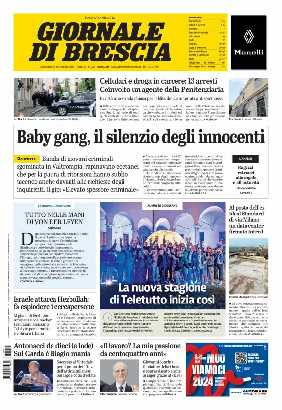 Prima-pagina-giornale di brescia-oggi-edizione-del-2024-09-18