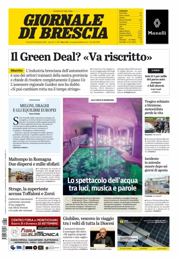 Prima-pagina-giornale di brescia-oggi-edizione-del-2024-09-20