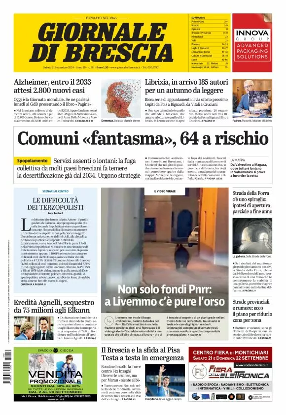 Prima-pagina-giornale di brescia-oggi-edizione-del-2024-09-21