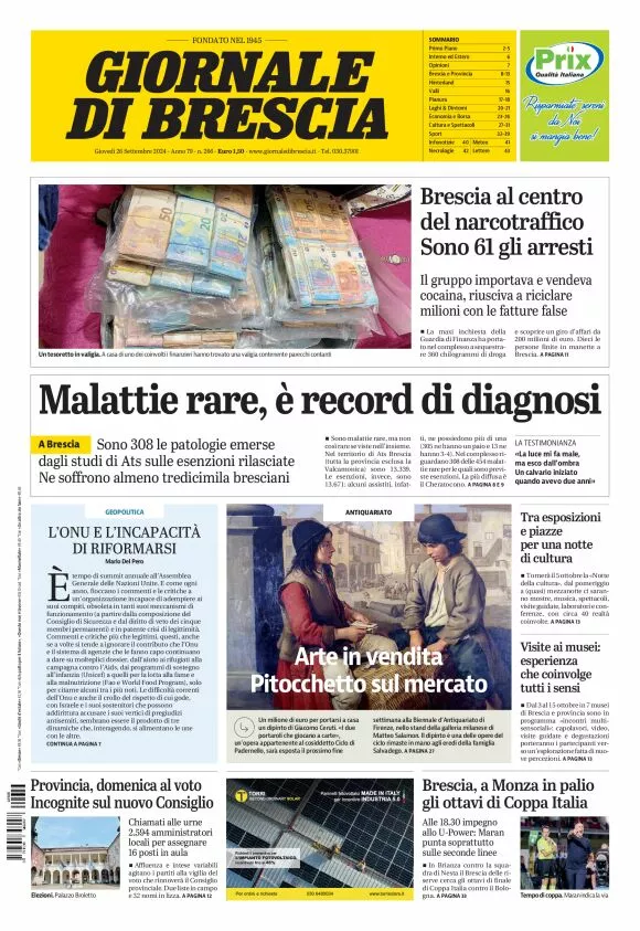 Prima-pagina-giornale di brescia-oggi-edizione-del-2024-09-26