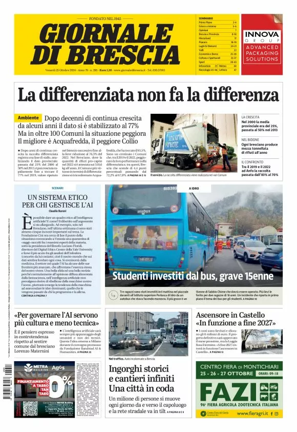 Prima-pagina-giornale di brescia-oggi-edizione-del-2024-10-25