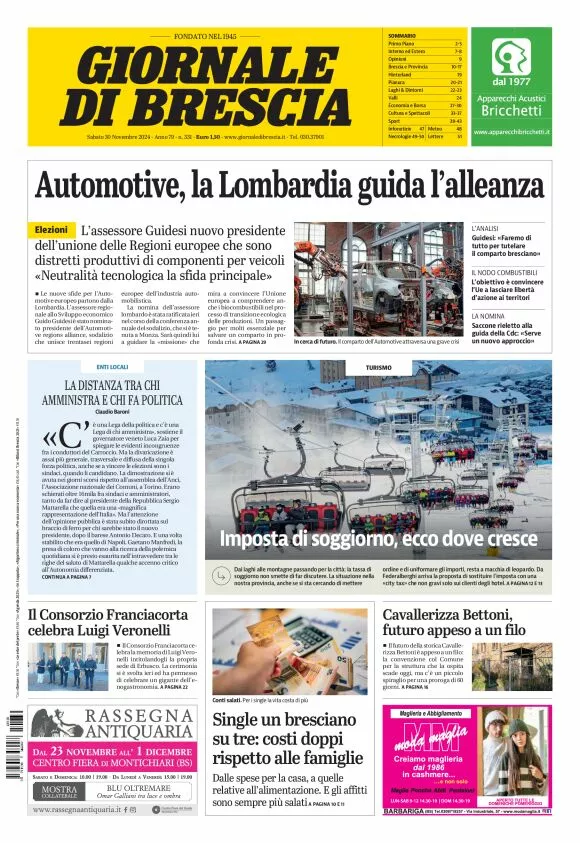 Prima-pagina-giornale di brescia-oggi-edizione-del-2024-11-30