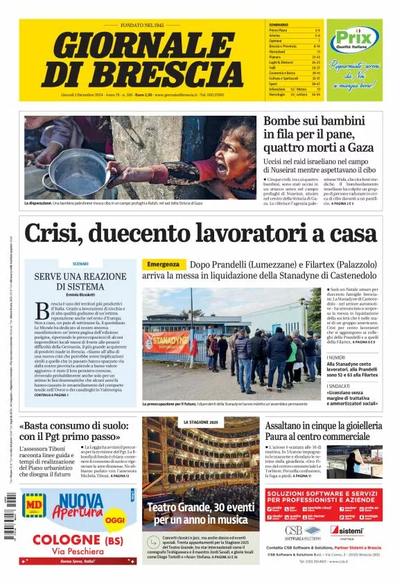 Prima-pagina-giornale di brescia-oggi-edizione-del-2024-12-05