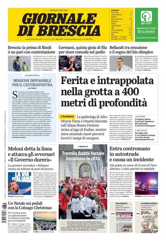 Prima-pagina-giornale di brescia-oggi-edizione-del-2024-12-16