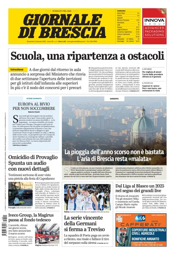 Prima-pagina-giornale di brescia-oggi-edizione-del-2025-01-05