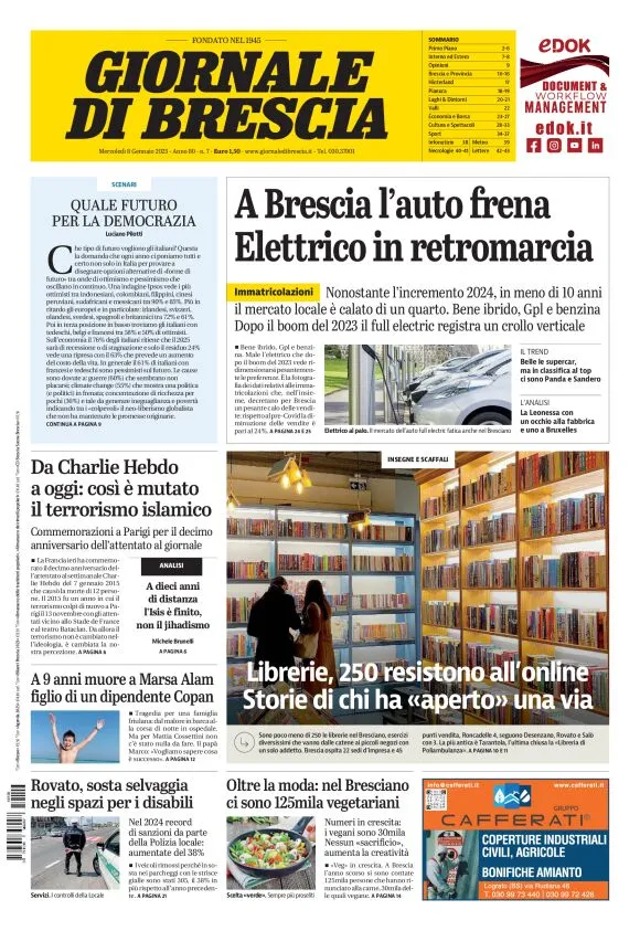 Prima-pagina-giornale di brescia-oggi-edizione-del-2025-01-08