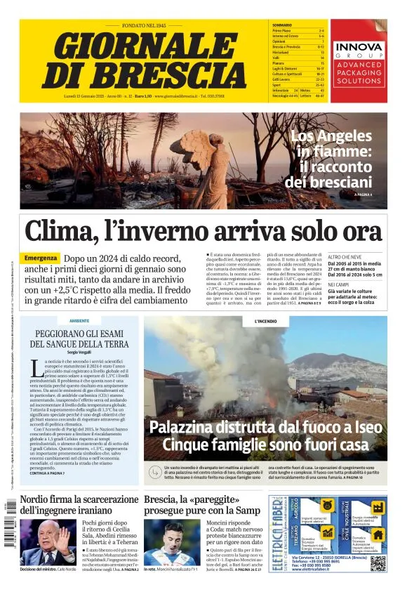 Prima-pagina-giornale di brescia-oggi-edizione-del-2025-01-13