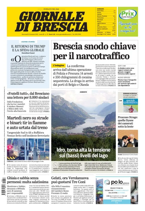 Prima-pagina-giornale di brescia-oggi-edizione-del-2025-01-22