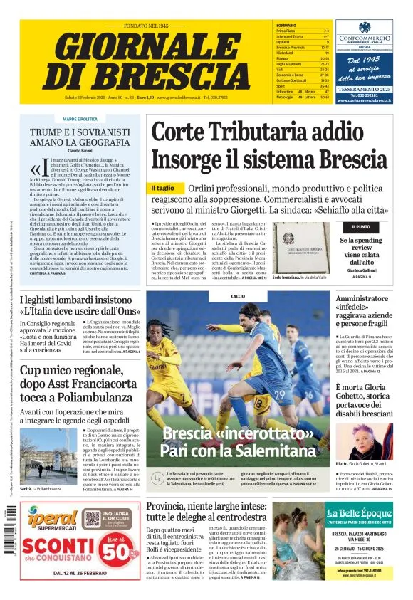 Prima-pagina-giornale di brescia-oggi-edizione-del-2025-02-08