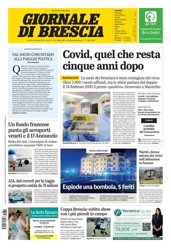 Prima-pagina-giornale di brescia-oggi-edizione-del-2025-02-21