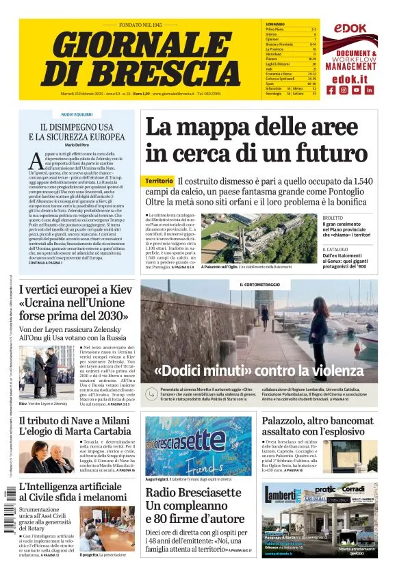 Prima-pagina-giornale di brescia-oggi-edizione-del-2025-02-25