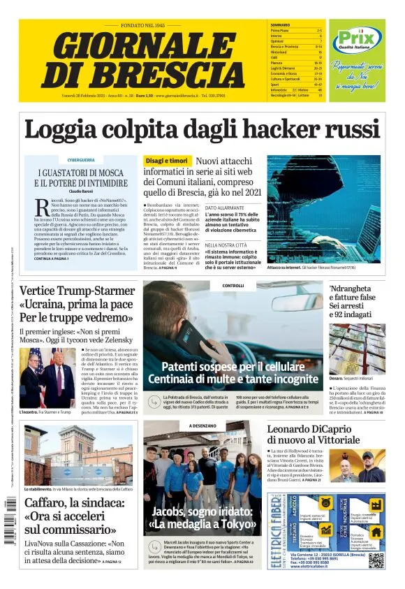 Prima-pagina-giornale di brescia-oggi-edizione-del-2025-02-28