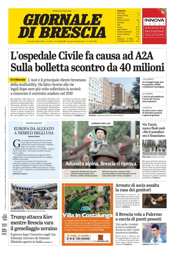 Prima-pagina-giornale di brescia-oggi-edizione-del-2025-03-02