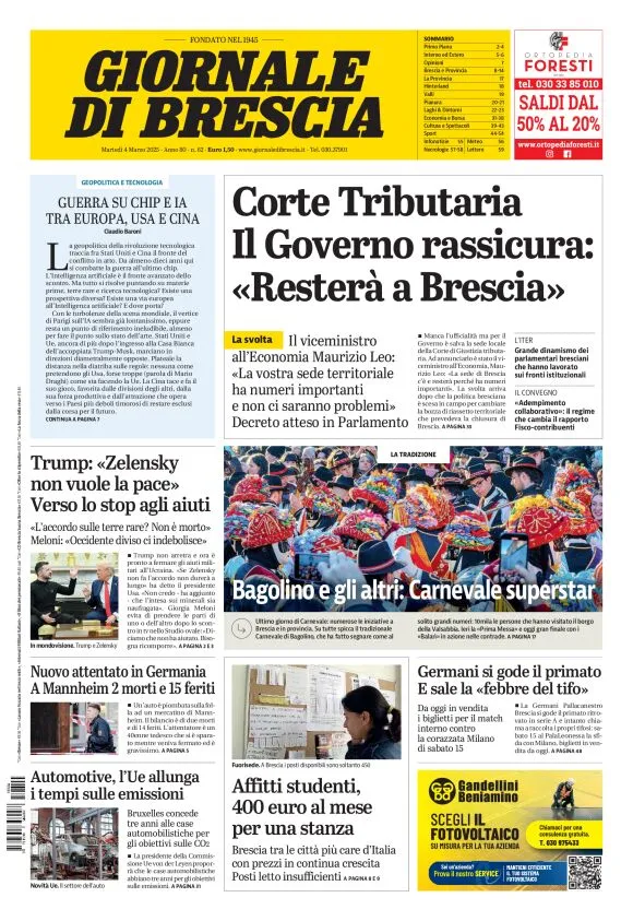 Prima-pagina-giornale di brescia-oggi-edizione-del-2025-03-04